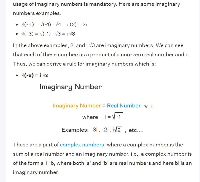 Imaginary Numbers Example: